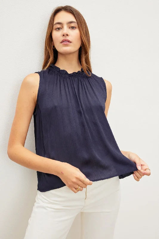 KIANA RUFFLE NECK TANK TOP fitness tank top