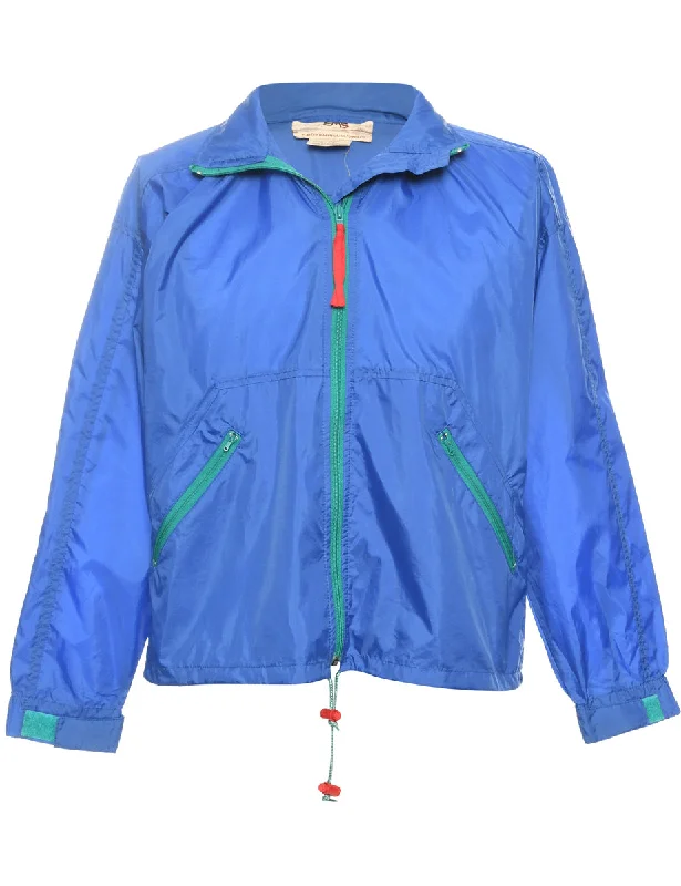 Zip Front Blue Nylon Jacket - M Mesh Jacket Canvas Jacket Denim Jacket