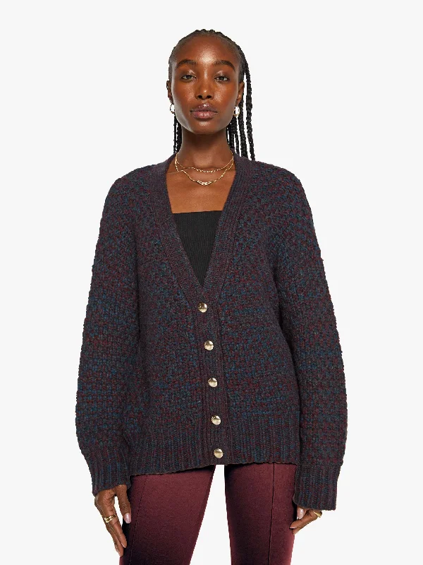 SABLYN Tischc Slouchy Cardigan - Bordeaux Multi Plaid Cardigan Polka Dot Checkered