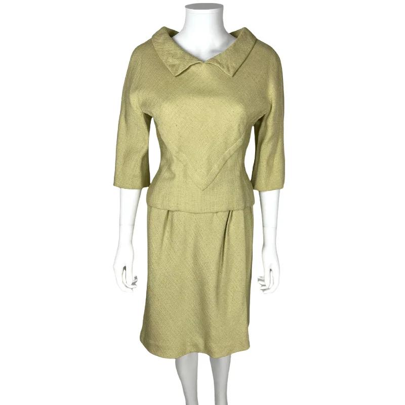 Vintage 1960s Skirt Suit Italian Couture - Irene Galitzine  M leather skirt sleek