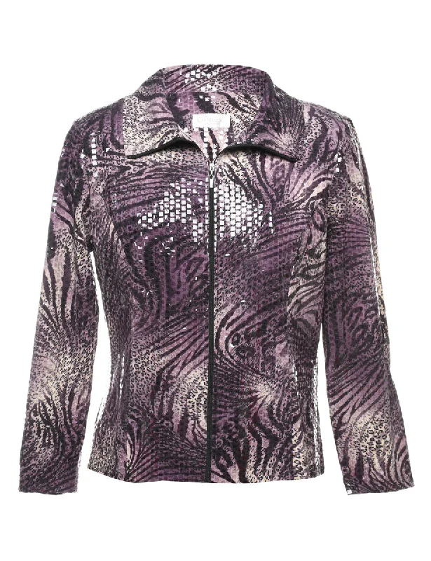 Zip Front Evening Jacket - M Rayon Jacket Velvet Jacket Corduroy Jacket