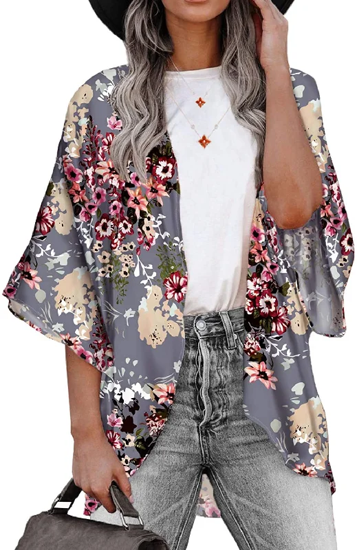 Haute Edition Women's Lightweight Summer Kimono Cardigan Cover Up in Leopard and Floral Bright Pastel Dark Haute Edition Women's Lightweight Summer Kimono Cardigan Cover Up in Leopard and Floral Bright Pastel Dark