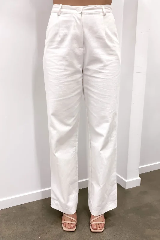 Hugh Pant White Comfortable Jogger Trousers