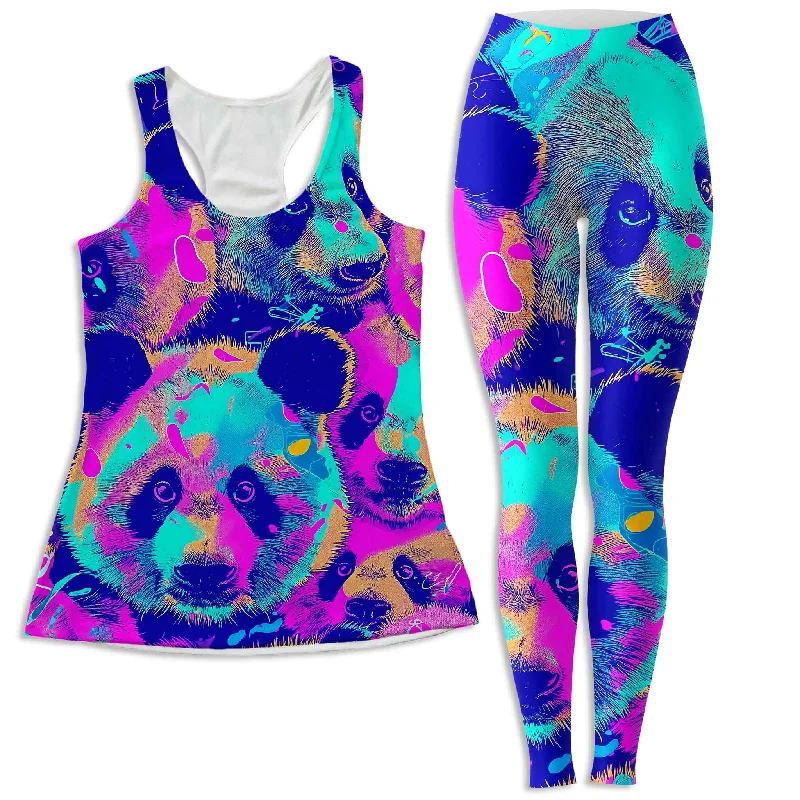 Panda Melt Women's Tank and Leggings Combo beige tank top