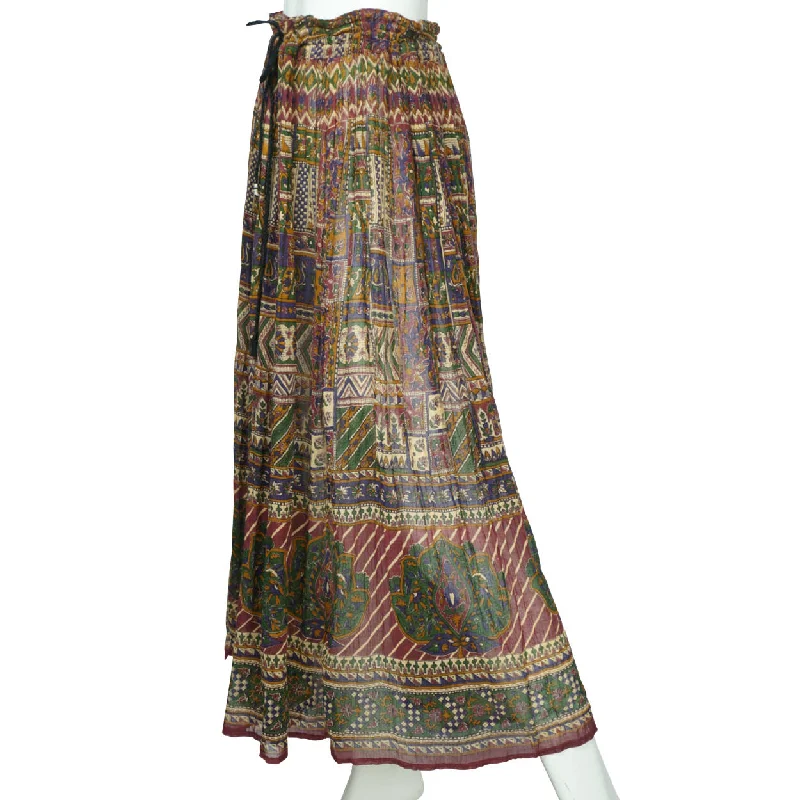 Vintage 1970s Indian Gauze Cotton Skirt w Floral Block Printed Pattern One Size corduroy skirt durable Vintage 1970s Indian Gauze Cotton Skirt w Floral Block Printed Pattern One Size corduroy skirt durable