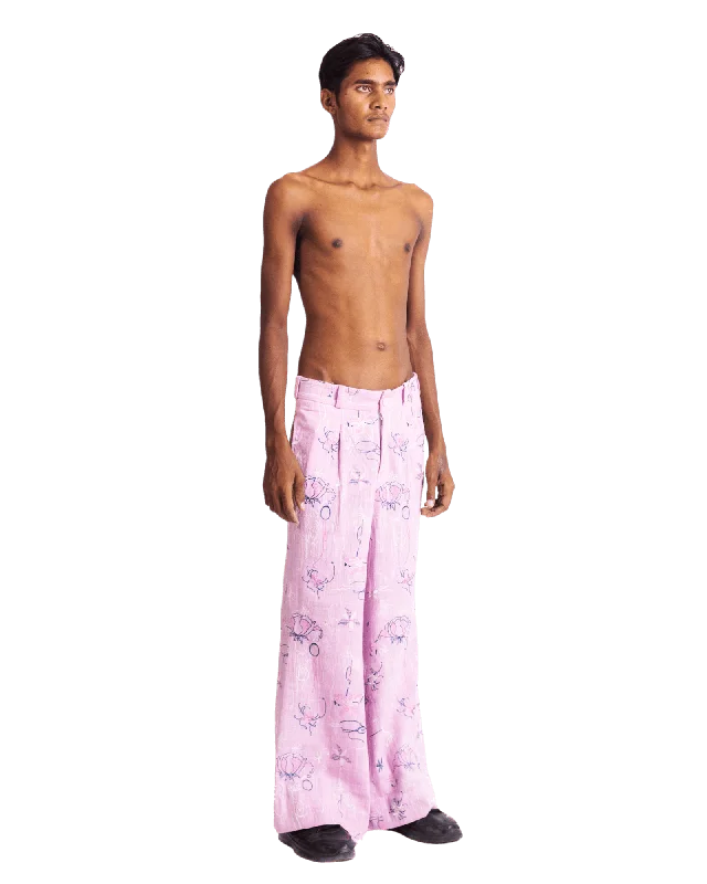 "THORNS AND ROSES" KHADDAR PANTS Wide-Legged Palazzos