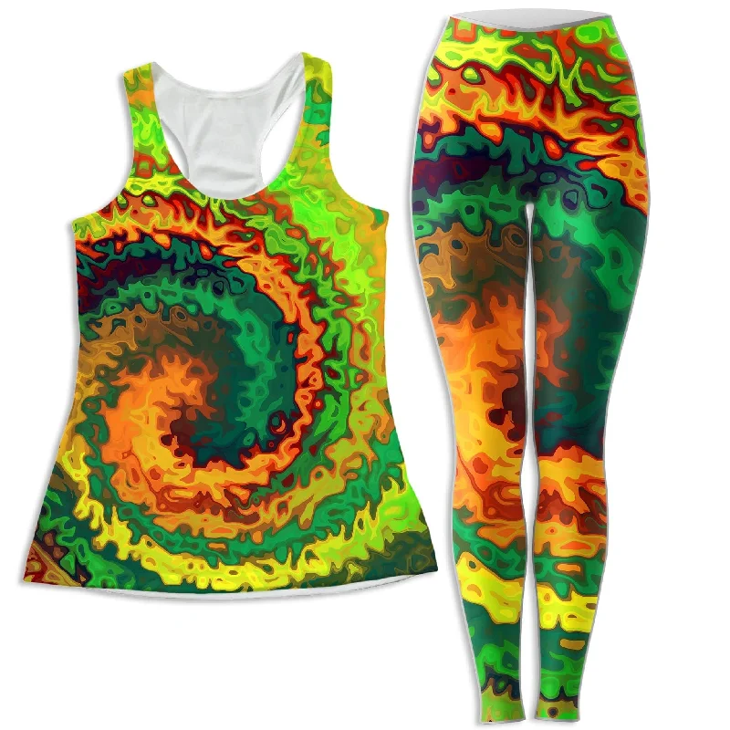 Abstract Rotation Women's Tank and Leggings Combo navy tank top