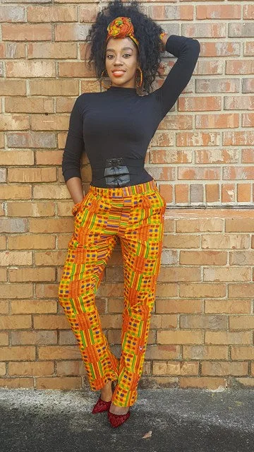 Kente Print Pants for Women-DP3227PP Cozy Knit Pants