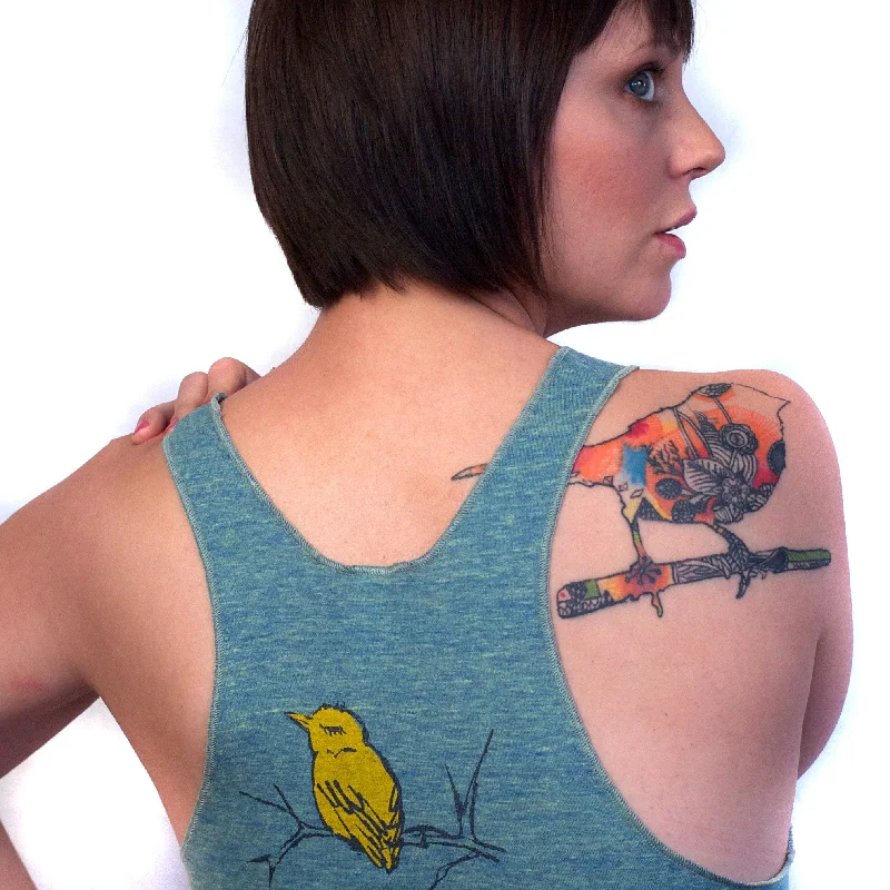 Bird & Branch (Small Sparrow) : Women's Racerback Tank teal tank top