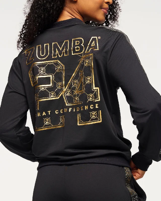 Zumba Runway Knit Track Jacket Zippered Front Buttoned Front Snap Front
