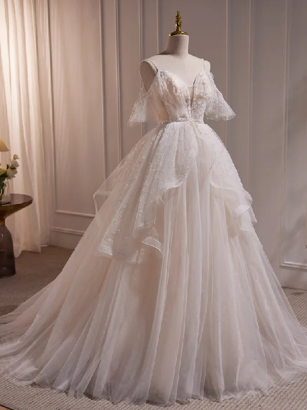 A-line Ivory Beaded Tulle Long Wedding Party Dress, Ivory Tulle Floor Length Prom Dress Tunics Corduroy durable A-line Ivory Beaded Tulle Long Wedding Party Dress, Ivory Tulle Floor Length Prom Dress Tunics Corduroy durable