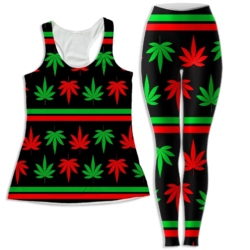 Red And Green Festive Bud Women's Tank and Leggings Combo pastel tank top