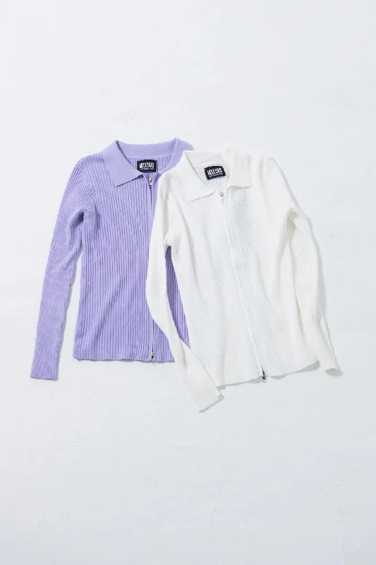 Zip Knit Cardigan Polka Dot Checkered Tartan