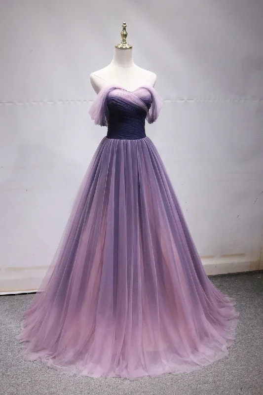 Purple Tulle Sweetheart Gradient Off Shoulder Long Party Dress, A-line Tulle Prom Dress Party Dress Tunics Leisure comfortable Purple Tulle Sweetheart Gradient Off Shoulder Long Party Dress, A-line Tulle Prom Dress Party Dress Tunics Leisure comfortable