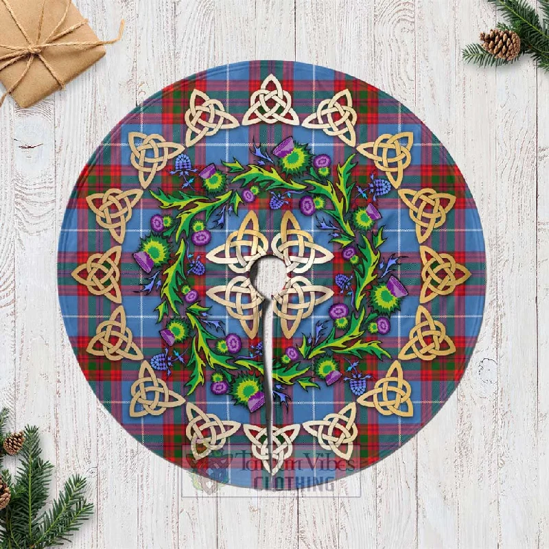 Newton Tartan Christmas Tree Skirt with Thistle Celtic Knot Style silk skirt luxurious Newton Tartan Christmas Tree Skirt with Thistle Celtic Knot Style silk skirt luxurious