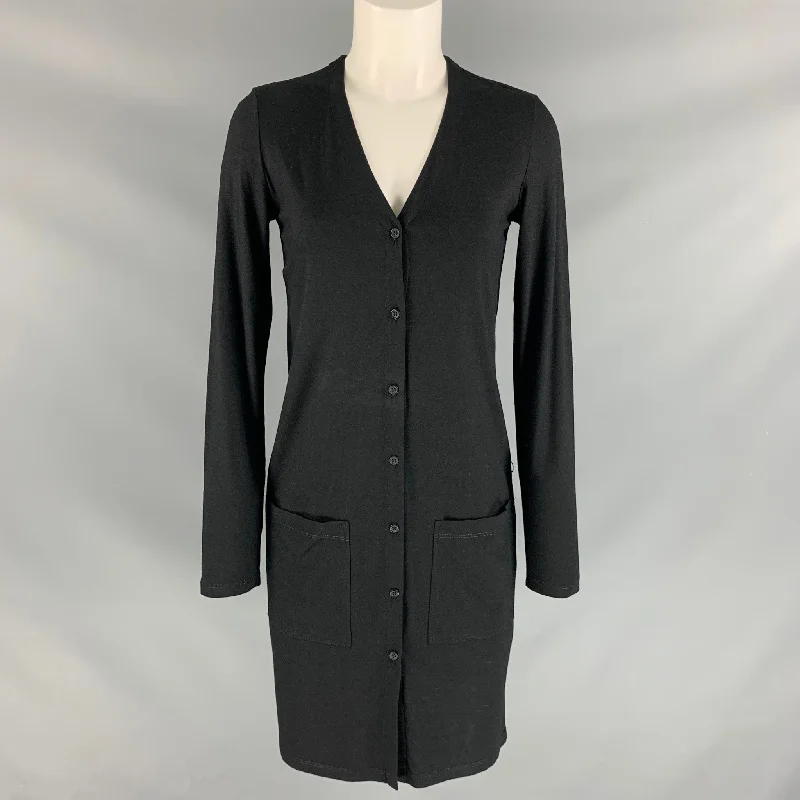 IAN R.N. Size XS Black Viscose & Elastine Solid Cardigan Cotton Fabric Linen Fabric Terry Fabric IAN R.N. Size XS Black Viscose & Elastine Solid Cardigan Cotton Fabric Linen Fabric Terry Fabric