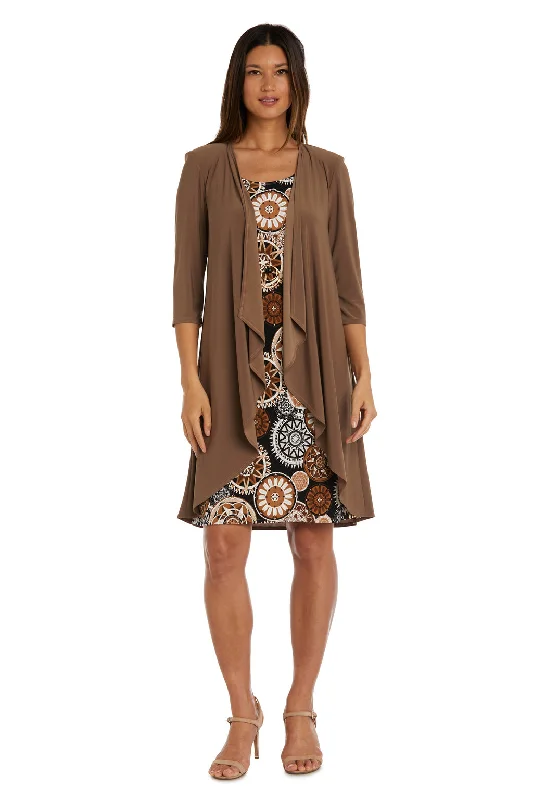 R&M Richards 7907 Short Puff Print Mother of the Bride Jacket Dress Hooded Jacket Caped Jacket Shawl Collar Jacket