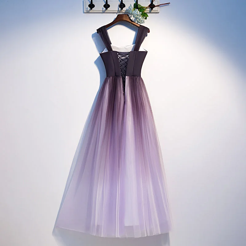 Charming Gradient Tulle Straps Long Party Dress,A-line Prom Dress High-Low Hemline Casual Charming Gradient Tulle Straps Long Party Dress,A-line Prom Dress High-Low Hemline Casual