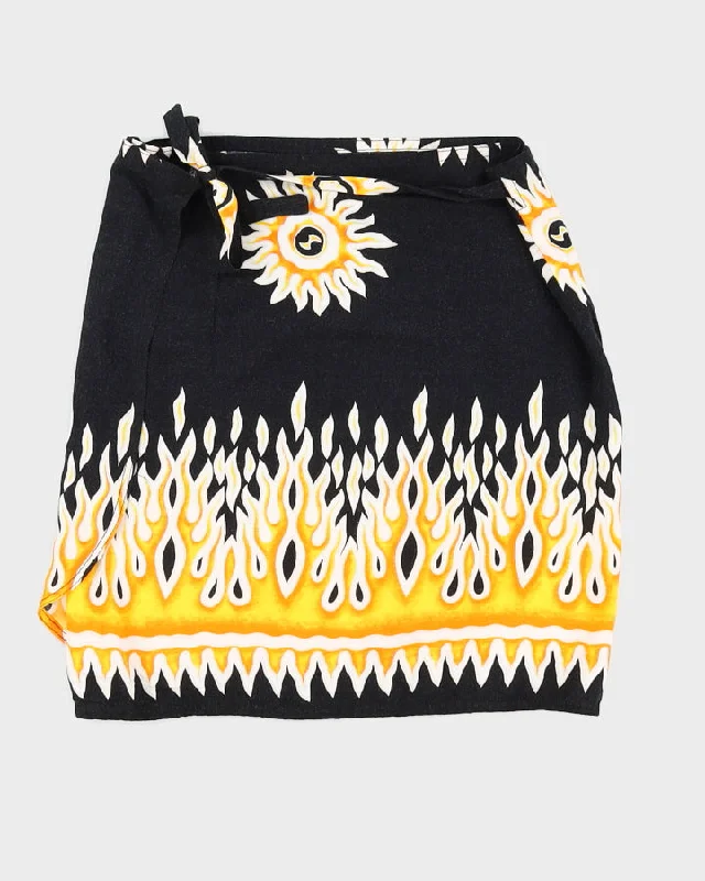 Black Flame Beach Wrap Skirt - Adjustable linen skirt natural