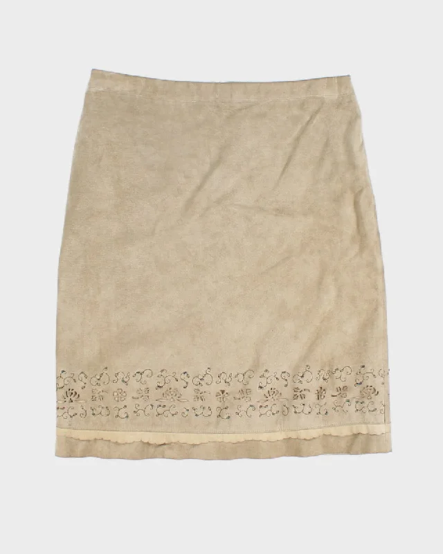 Y2K 00s BCBG MaxAzria Suede Skirt - M leather skirt bold