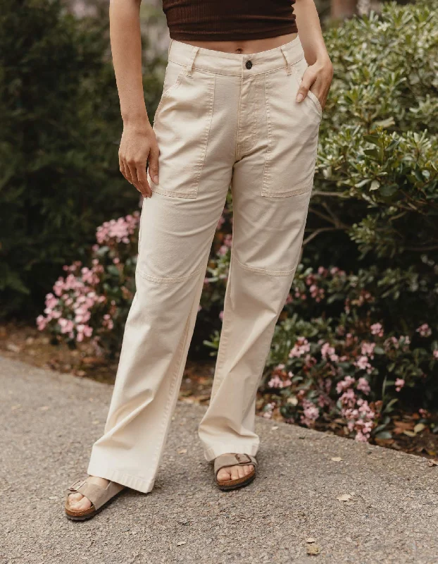 James Canvas Workwear Pant in Chalk Comfortable Jogging Pants