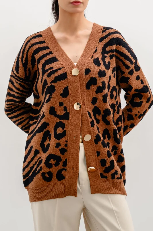 JUNGLE CARDIGAN Fleece Cardigan Nylon Polyester