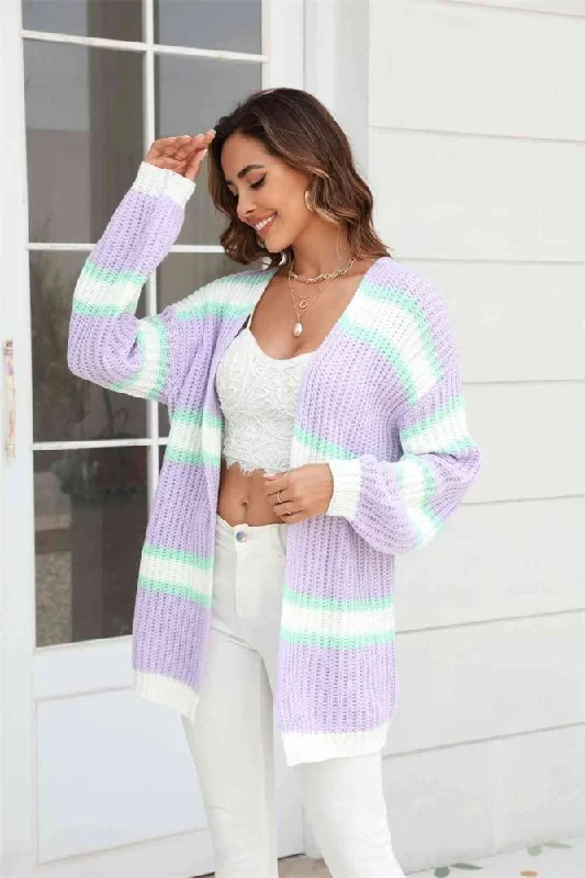 Pastel Color Block Ribbed Dropped Shoulder Open Front Cardigan Wool Cardigan Cotton Cardigan Cashmere Cardigan Pastel Color Block Ribbed Dropped Shoulder Open Front Cardigan Wool Cardigan Cotton Cardigan Cashmere Cardigan