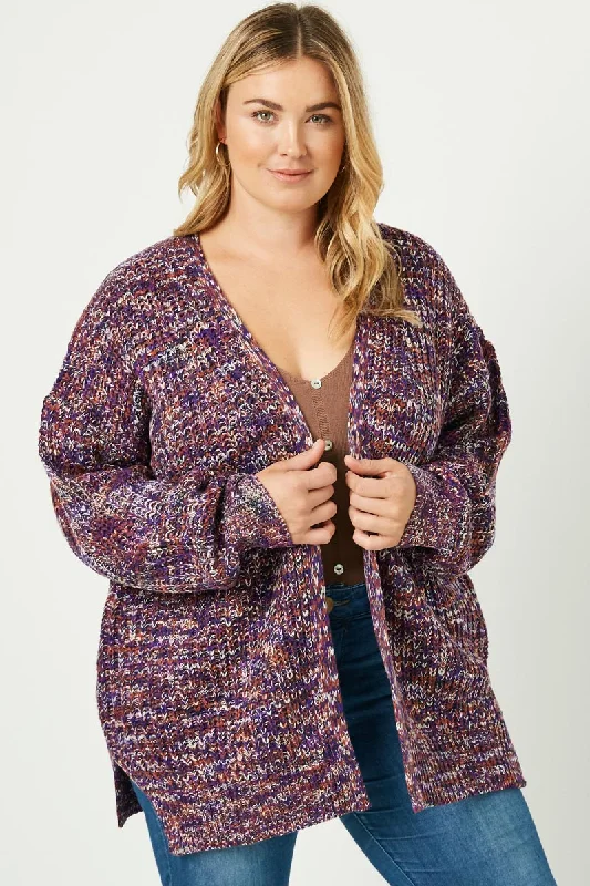Multi-Color Yarn Knit Sweater Cardigan Asymmetrical,ymmetric Pencil Cardigan