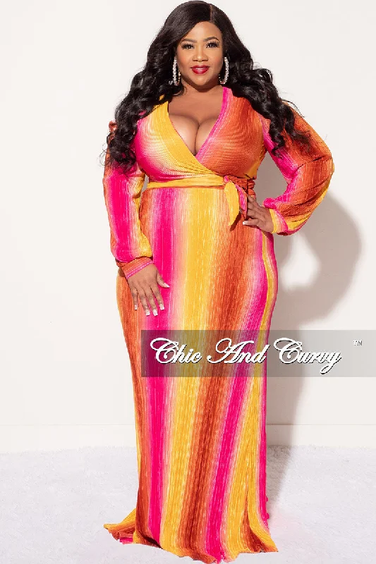 Final Sale Plus Size 2pc Long Sleeve Crop Tie Top and Skirt Set in Pleated Mustard & Fuchsia denim skirt casual Final Sale Plus Size 2pc Long Sleeve Crop Tie Top and Skirt Set in Pleated Mustard & Fuchsia denim skirt casual