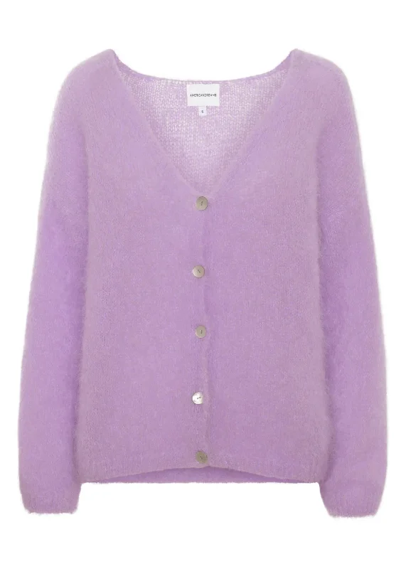 Cornelia Cardigan in Lilac Real Fur Shearling Chenille