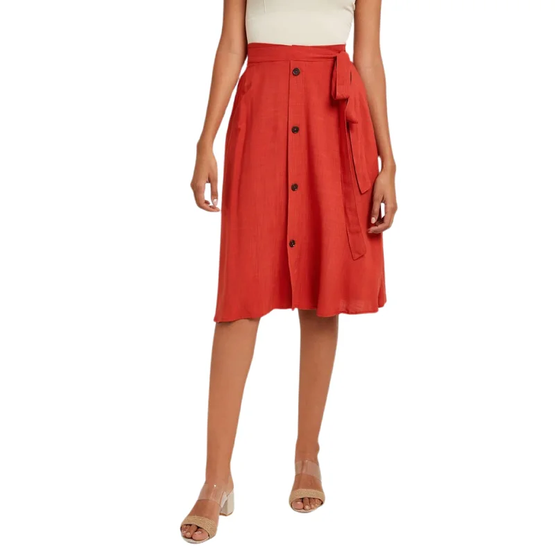 OXXO - Midi Skirt with Buttons chiffon skirt lightweight