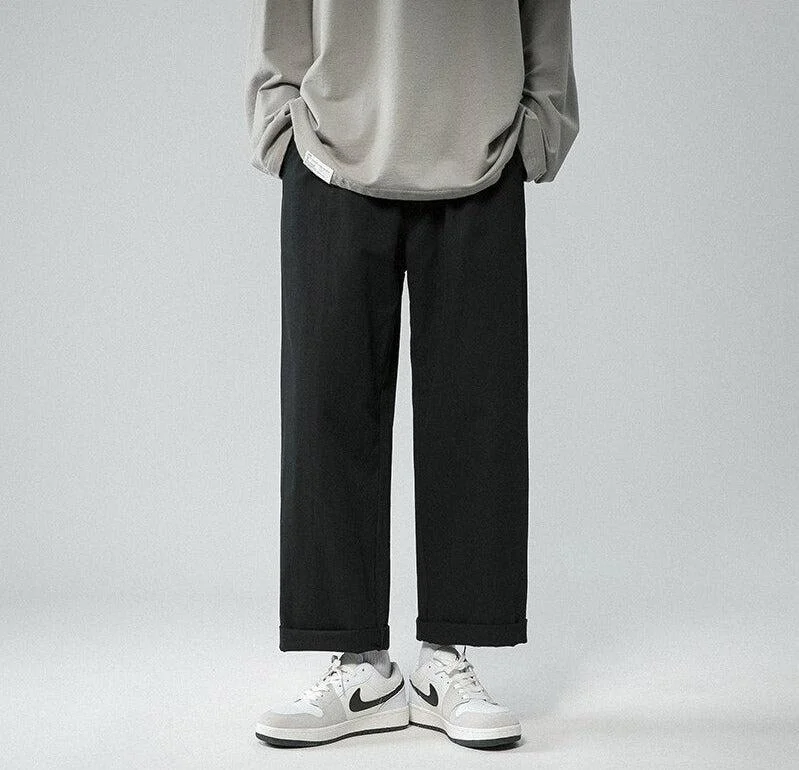 Soft Boy Elastic Waist Straight Leg Pants Comfortable Jogger Trousers