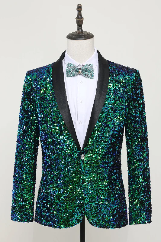 Green Sequined Men's Blazer Jacket Plaid Jacket Tartan Jacket Houndstooth Jacket