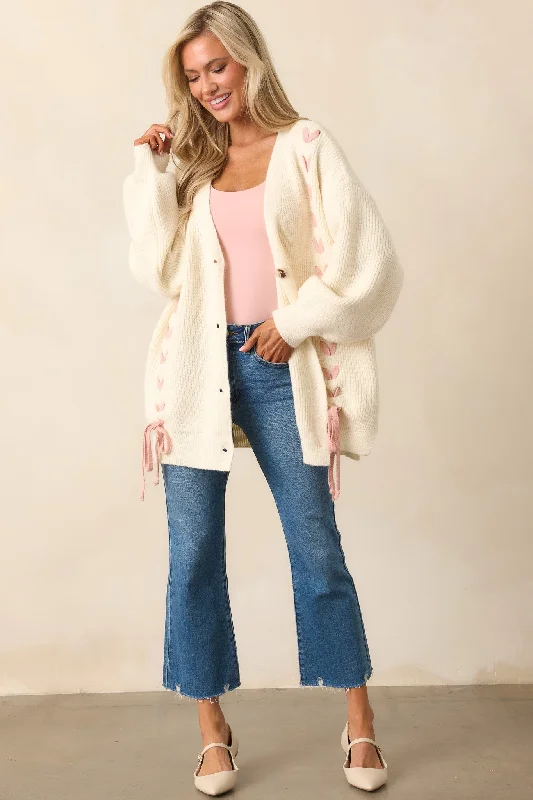 Stitched With Love Ivory Knit Cardigan Lace Blend Ribbed Blend Corduroy Blend