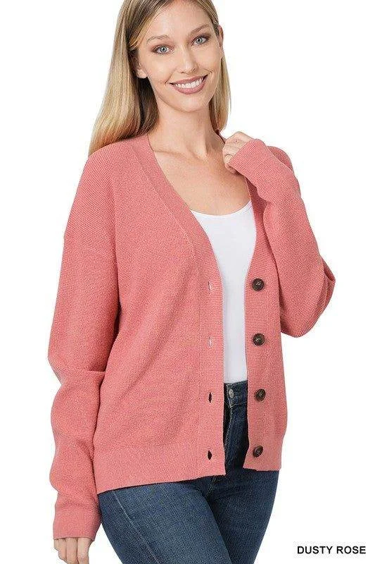 ZENANA | Viscose Sweater Cardigan Notch Collar Peter Pan Collar Cowl Neck
