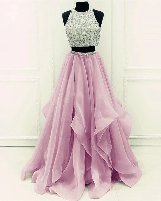 Sequins Beaded Organza Layered Two Piece Ball Gowns Prom Dress,Wedding Party Dress Tunics Stylish modern Sequins Beaded Organza Layered Two Piece Ball Gowns Prom Dress,Wedding Party Dress Tunics Stylish modern