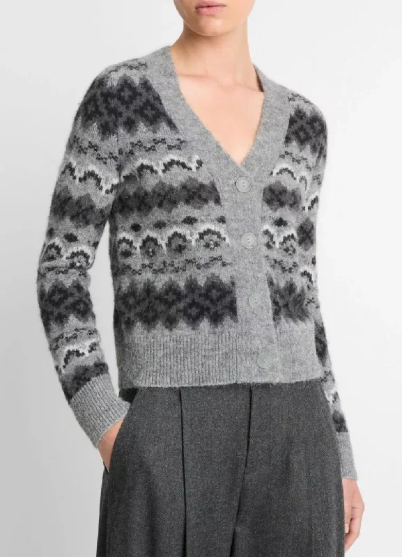 Fair Isle Cardigan Print Jacquard Patchwork