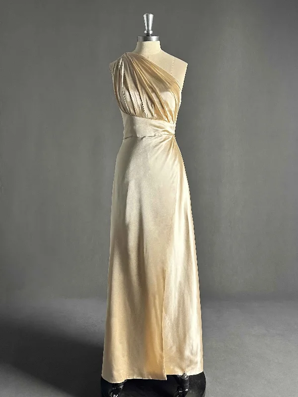 Noa Elegant One Shoulder Slit Maxi Satin Party Dresses Tunics Stylish modern