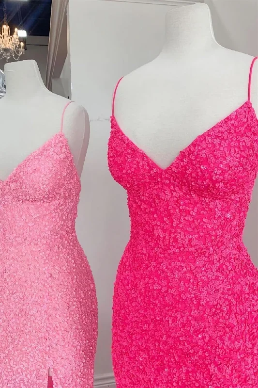 Flattering Mermaid Pink Long Party Dress, Prom Dresses Tunics Running lightweight