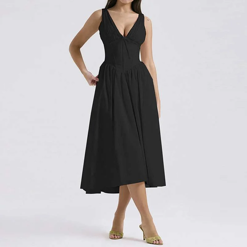 Vintage Style Party Dress with Pockets A-Line Day Work