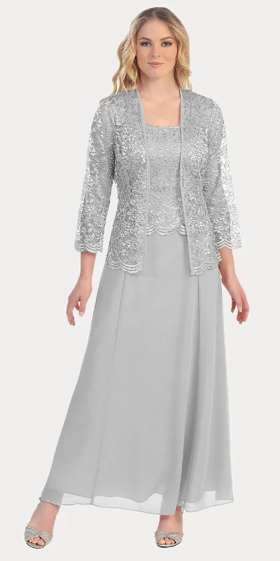 Sally Fashion 8466 Long Chiffon Mother of Groom Dress Lace 3/4 length Sleeve Jacket Anorak Shell Jacket Lightweight Jacket Sally Fashion 8466 Long Chiffon Mother of Groom Dress Lace 3/4 length Sleeve Jacket Anorak Shell Jacket Lightweight Jacket