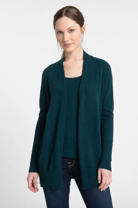 Kinross Cashmere Rib Detail Cardigan Glossy Satin Silk