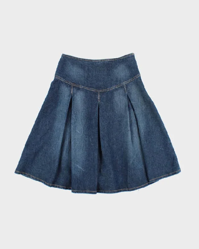 Vintage Y2k 00s Dossier Denim Pleated Rhinestone Skirt - XS velvet skirt rich