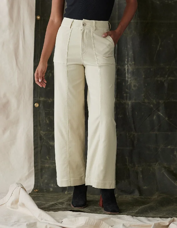 Comfort Terry Wide Leg Crop Pant in Cream Chic Black Leggings