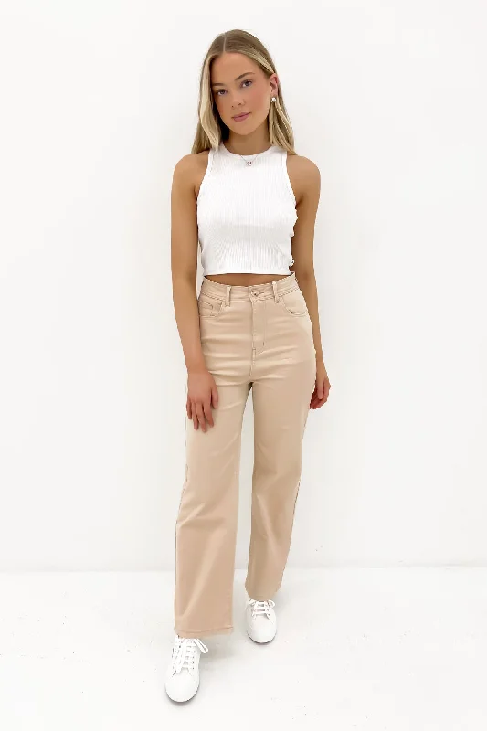 Elsa Pant Beige Comfy Cargo Trousers