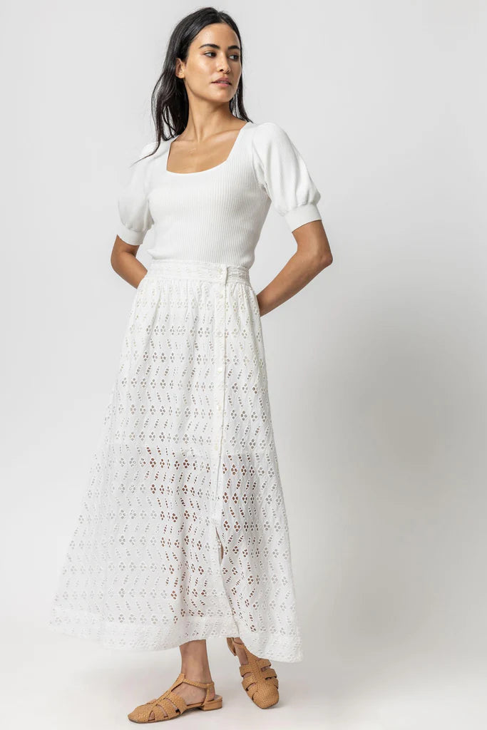 Eyelet Maxi Skirt cashmere skirt plush
