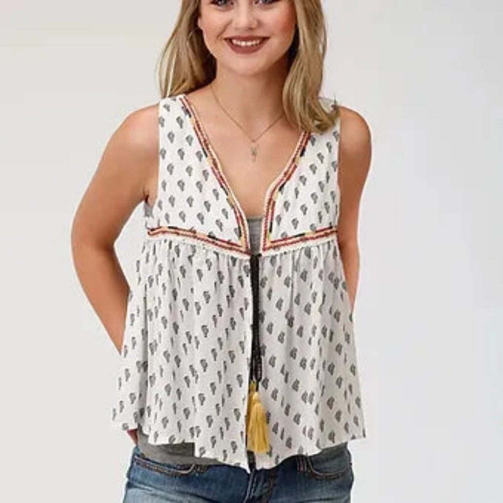 Women's Roper White Sleeveless Cardigan Tank Top Hooded Cardigan Collared Cardigan Shawl Collar Women's Roper White Sleeveless Cardigan Tank Top Hooded Cardigan Collared Cardigan Shawl Collar