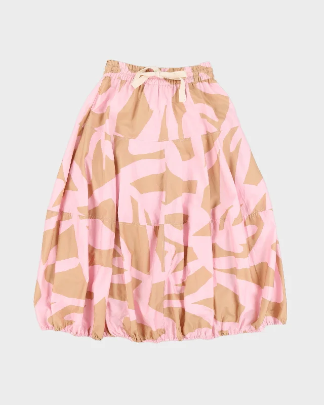 Lee Mathews Pink & Beige High Waisted Midi Skirt - S chiffon skirt delicate