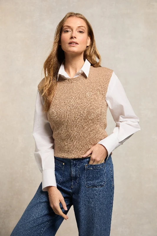 Sarah Knitted Tank (Camel) lavender tank top