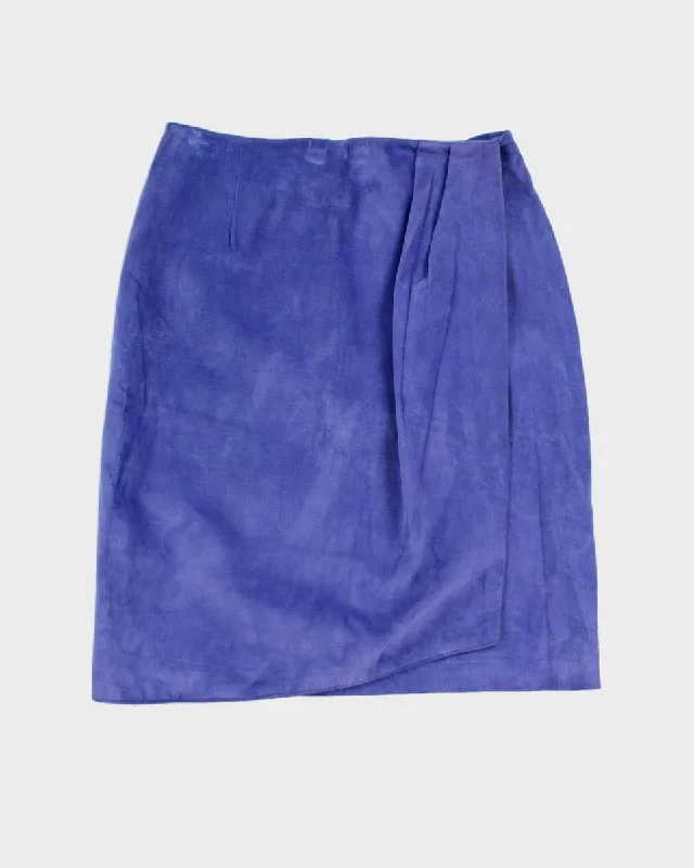 Vintage 80's Purple Leather Skirt - W:37 wool skirt warm